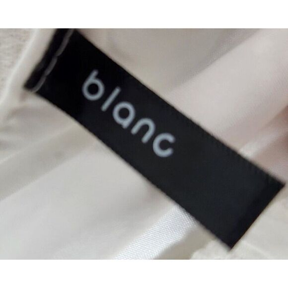 Blanc White Puffy Short-Sleeved Lace-up Cropped Blouse Womens Size Large Eyelet - Picture 7 of 8